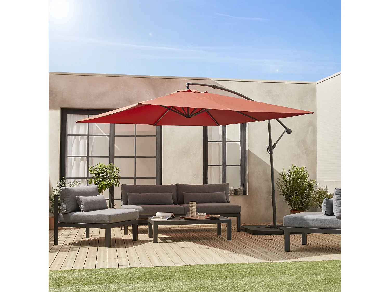Parasol 3x3m cuadrado terracotta