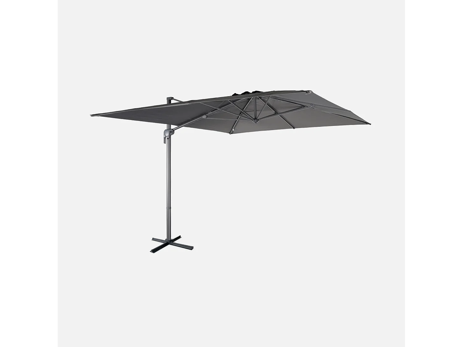 Parasol déporté rectangulaire 3x4m – Antibes – gris – parasol déporté. inclinable. rabattable et rotatif à 360°