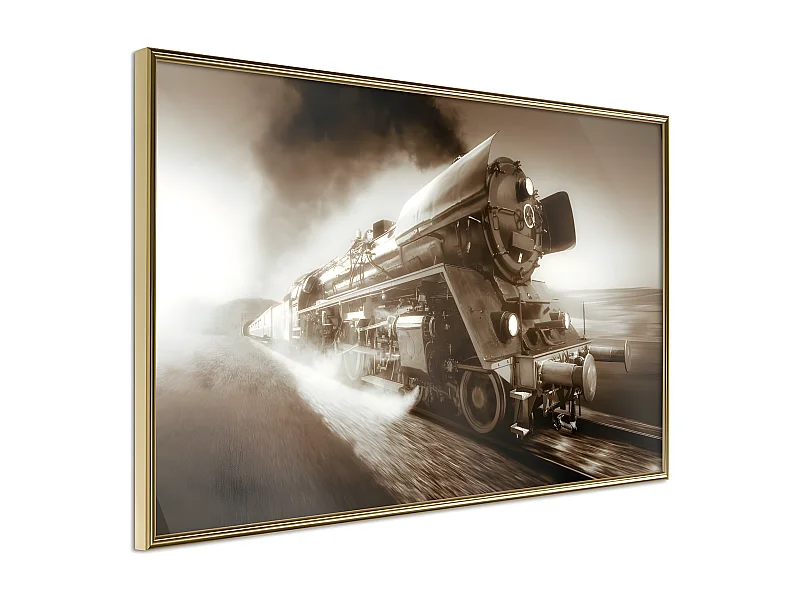 Affiche Murale Encadrée "Steam and Steel" 45 x 30 cm Or