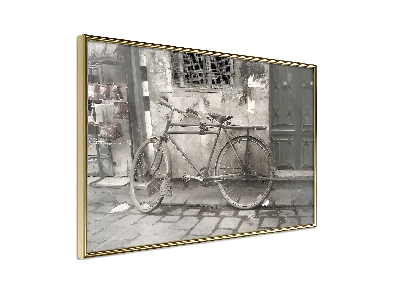 Affiche Murale Encadrée "Old Bicycle" 45 x 30 cm Or