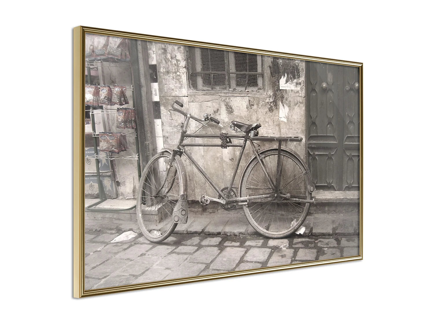 Affiche Murale Encadrée "Old Bicycle" 45 x 30 cm Or