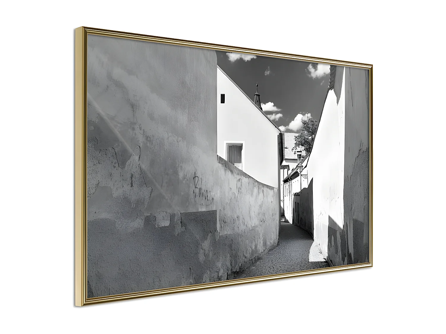 Affiche Murale Encadrée "Sunny Day in the Town" 90 x 60 cm Or