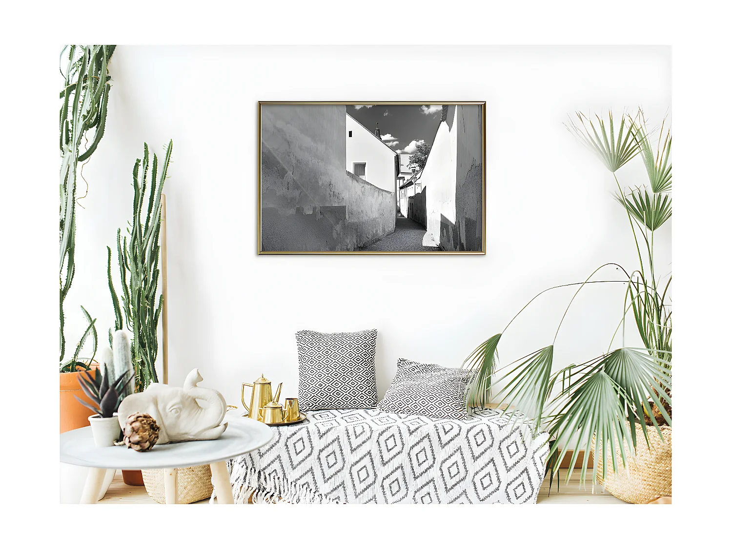 Affiche Murale Encadrée "Sunny Day in the Town" 90 x 60 cm Or