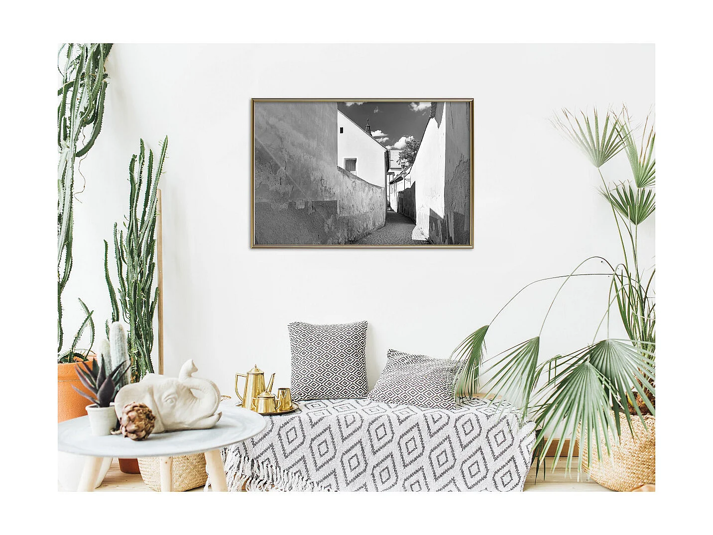 Affiche Murale Encadrée "Sunny Day in the Town" 90 x 60 cm Or