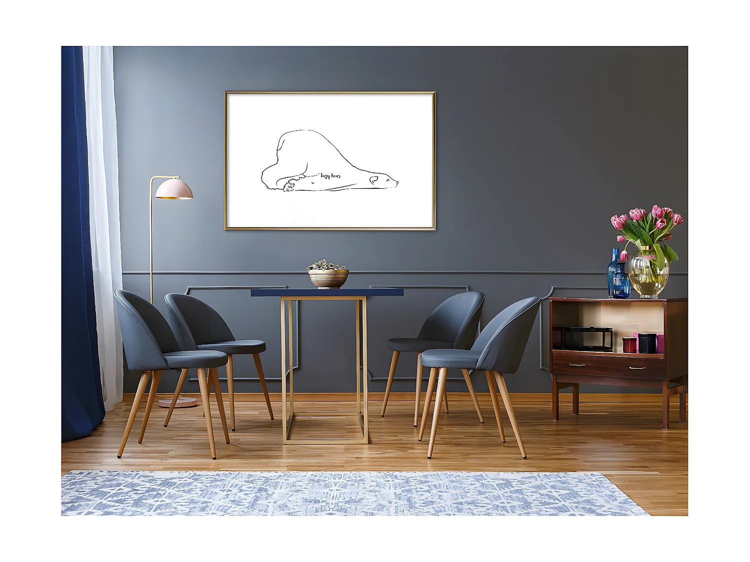 Affiche Murale Encadrée "Resting Polar Bear" 90 x 60 cm Or