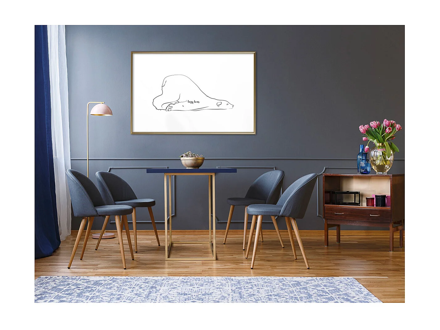 Affiche Murale Encadrée "Resting Polar Bear" 90 x 60 cm Or
