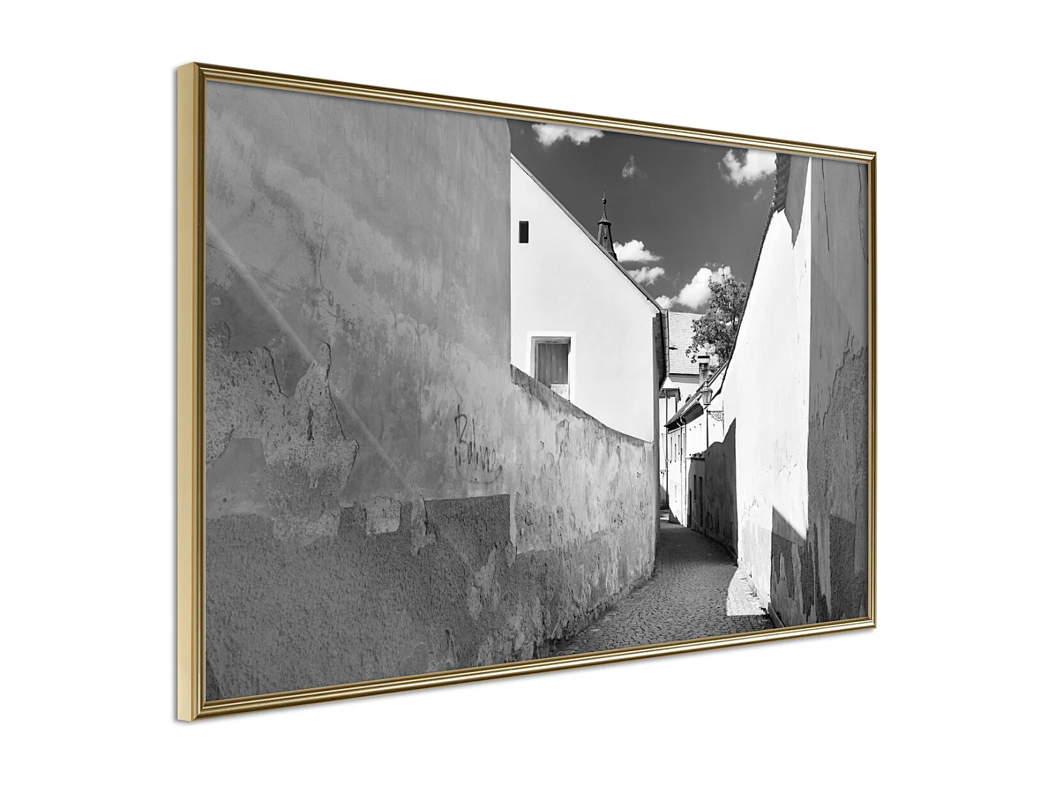 Affiche Murale Encadrée "Sunny Day in the Town" 45 x 30 cm Or