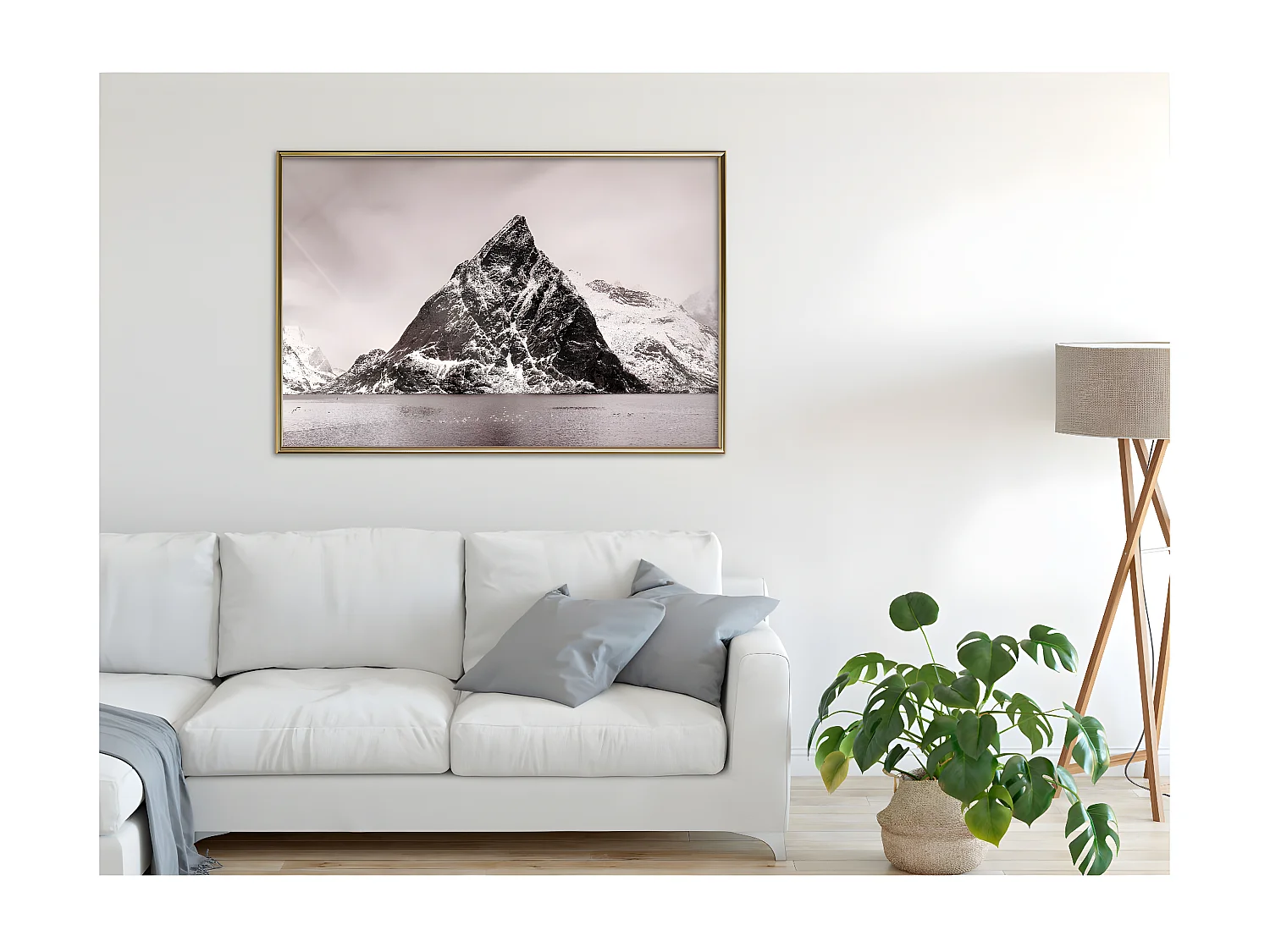 Affiche Murale Encadrée "Stark Landscape" 90 x 60 cm Or