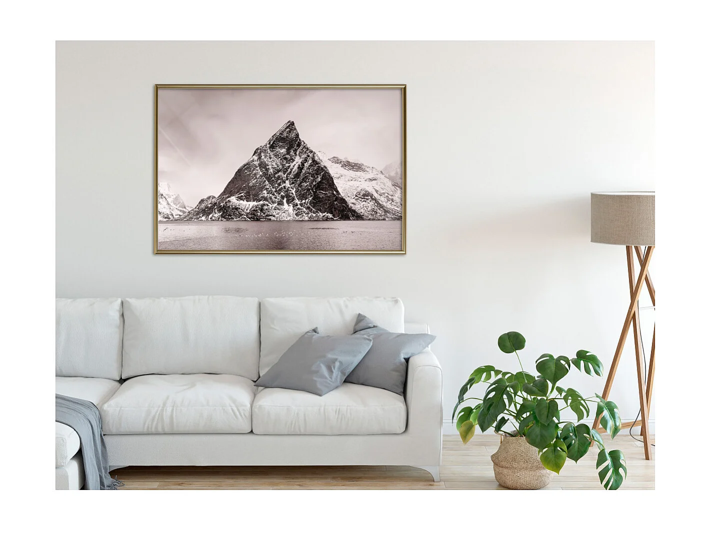 Affiche Murale Encadrée "Stark Landscape" 90 x 60 cm Or