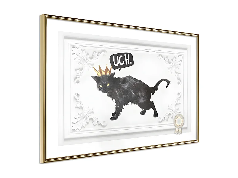 Affiche Murale Encadrée "Cat Rules I" 30 x 20 cm Or