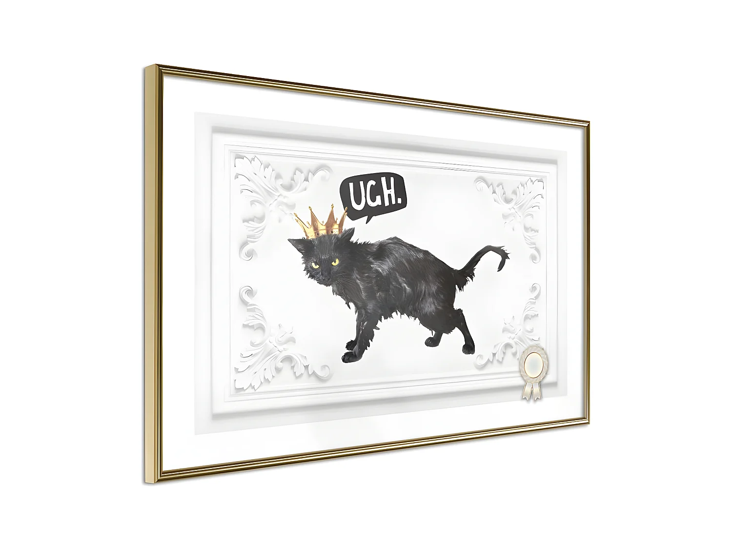 Affiche Murale Encadrée "Cat Rules I" 30 x 20 cm Or