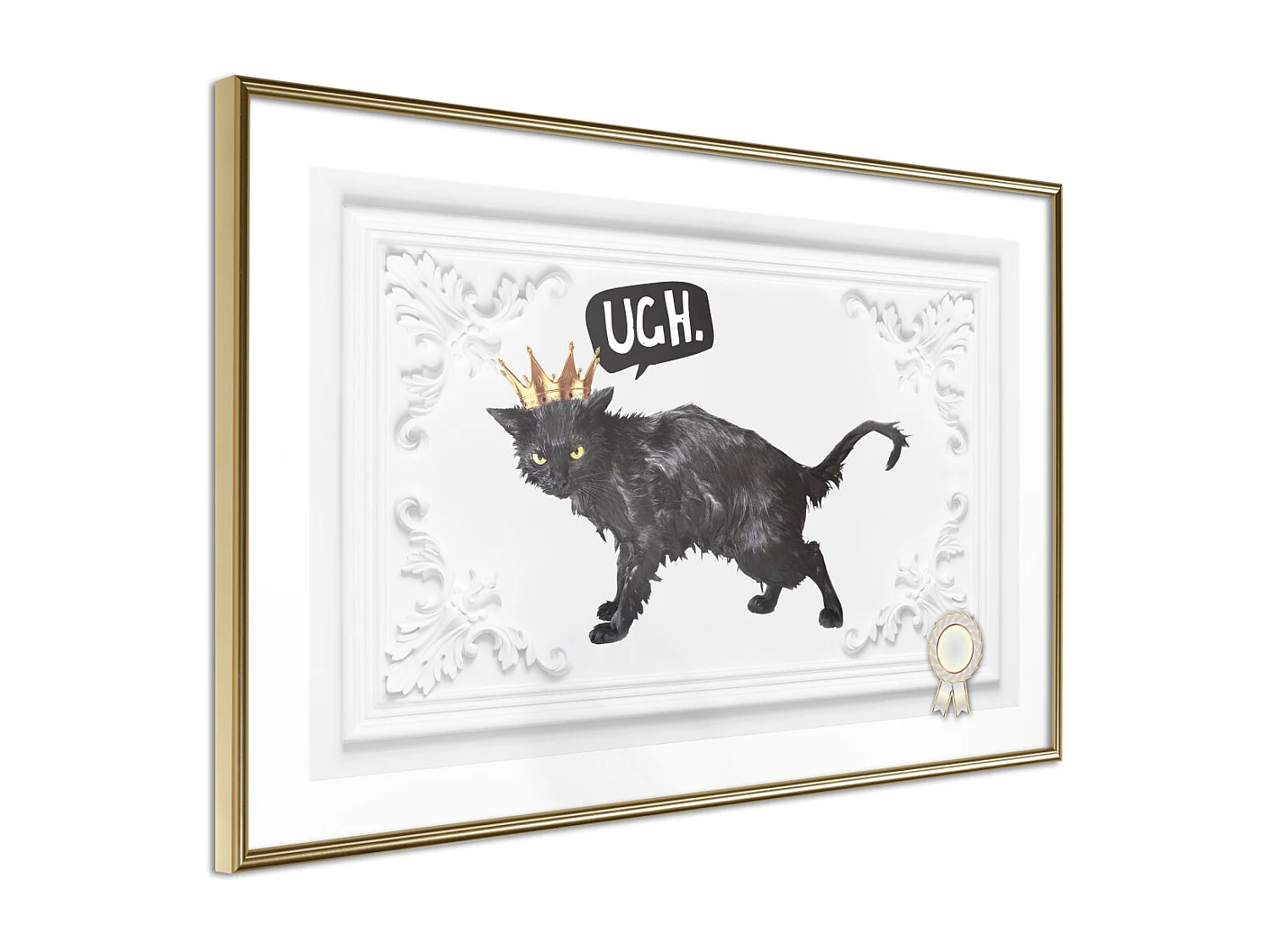Affiche Murale Encadrée "Cat Rules I" 30 x 20 cm Or