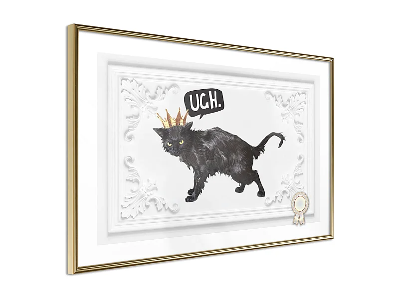 Affiche Murale Encadrée "Cat Rules I" 30 x 20 cm Or