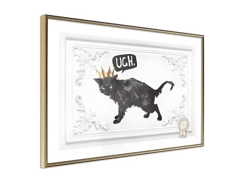 Affiche Murale Encadrée "Cat Rules I" 45 x 30 cm Or