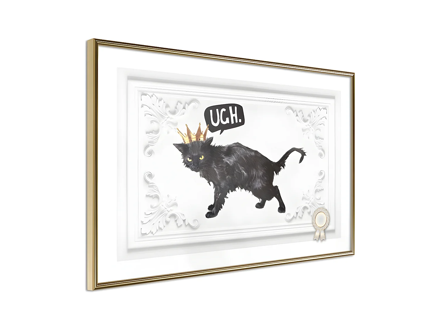 Affiche Murale Encadrée "Cat Rules I" 45 x 30 cm Or