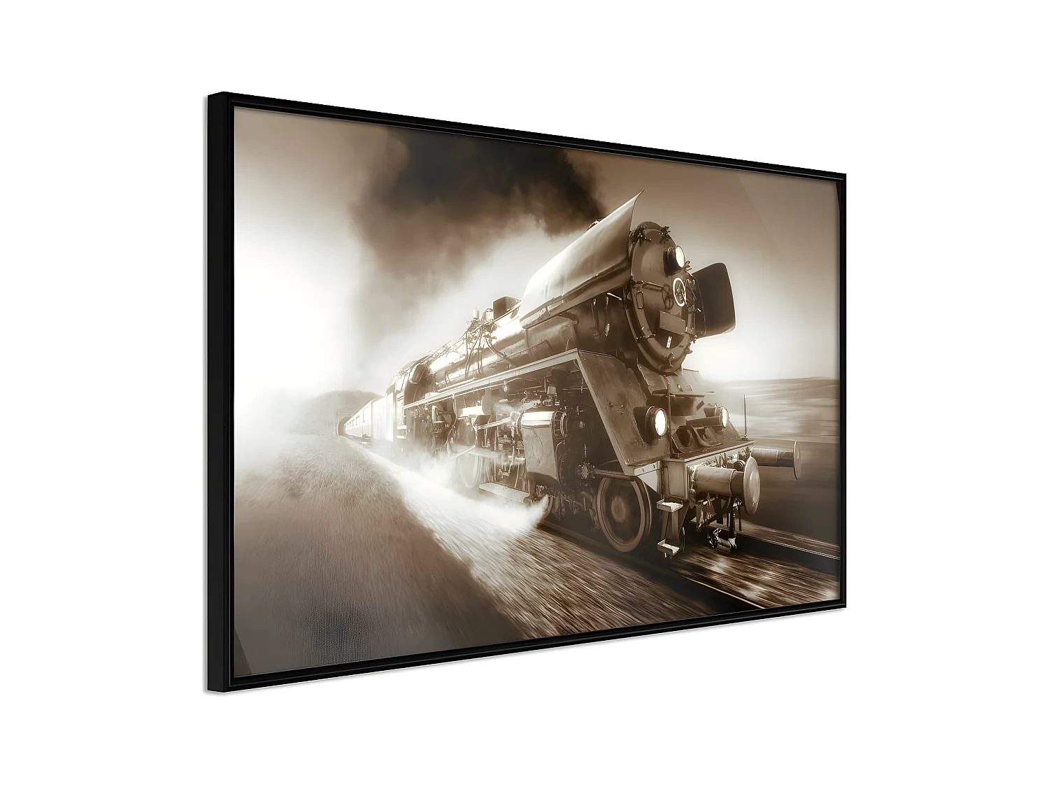 Affiche Murale Encadrée "Steam and Steel" 90 x 60 cm Noir