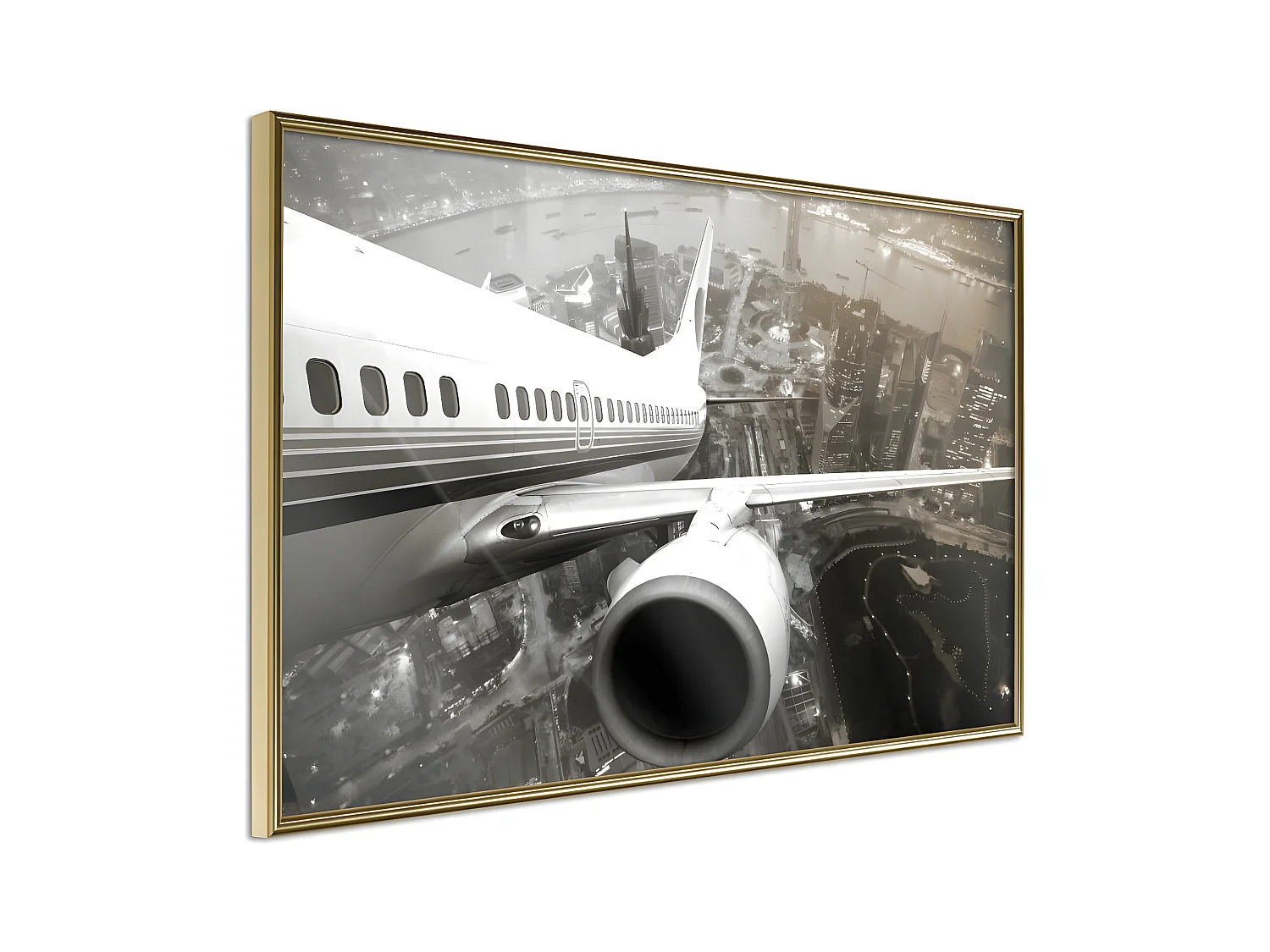 Affiche Murale Encadrée "Plane Wing" 60 x 40 cm Or