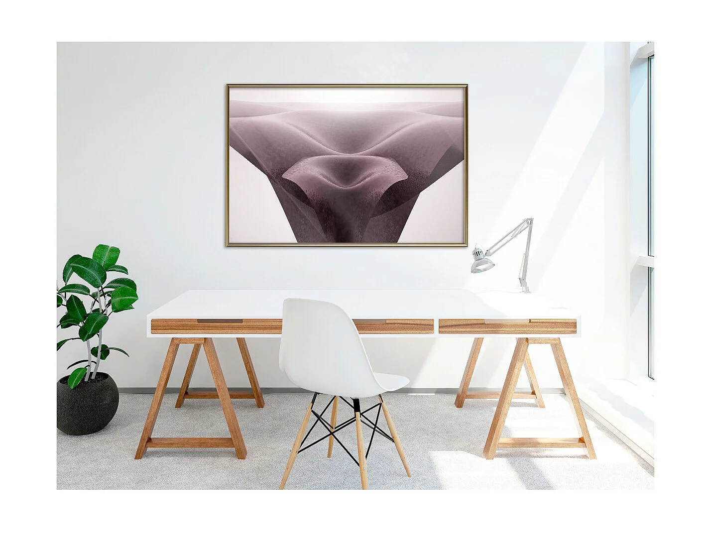 Affiche Murale Encadrée "Surreal Dunes" 90 x 60 cm Or