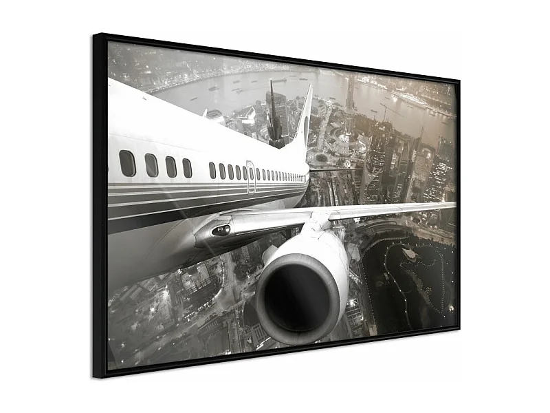 Affiche Murale Encadrée "Plane Wing" 45 x 30 cm Noir