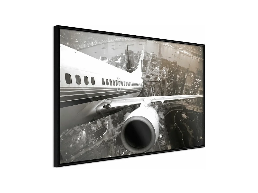 Affiche Murale Encadrée "Plane Wing" 60 x 40 cm Noir