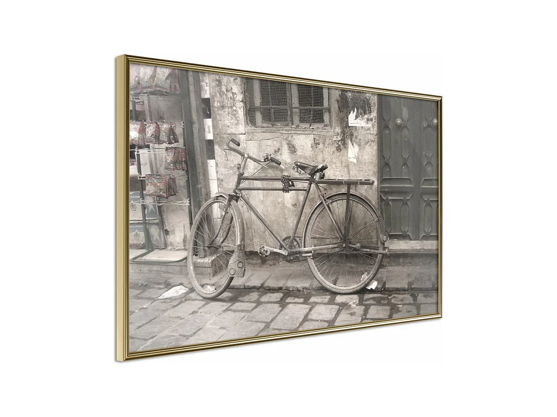 Affiche Murale Encadrée "Old Bicycle" 90 x 60 cm Or