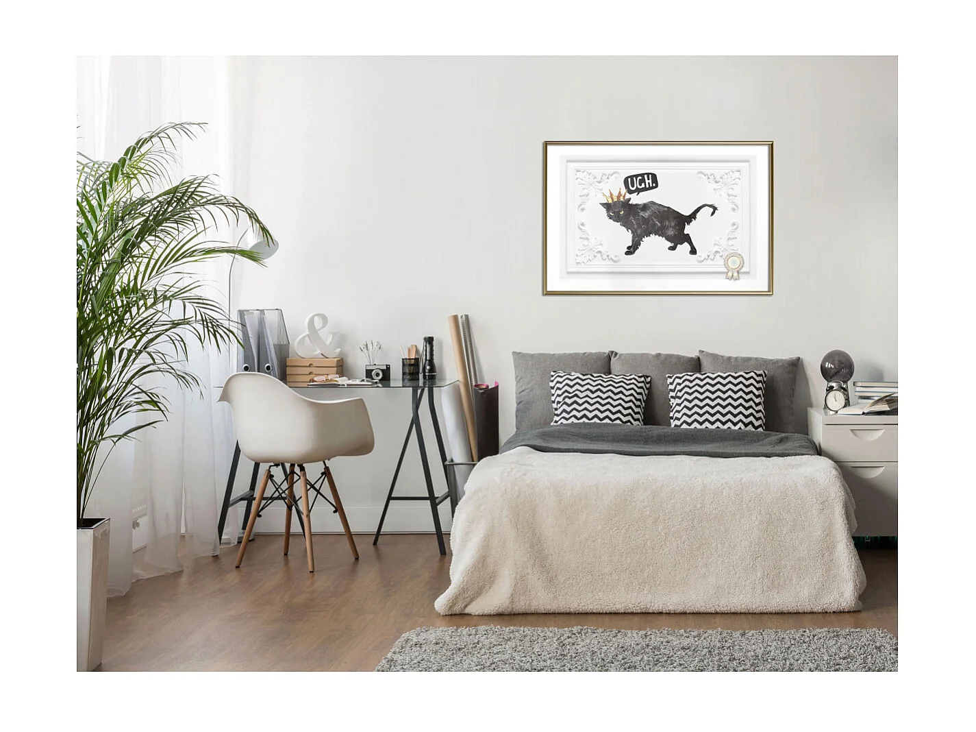 Affiche Murale Encadrée "Cat Rules I" 90 x 60 cm Or