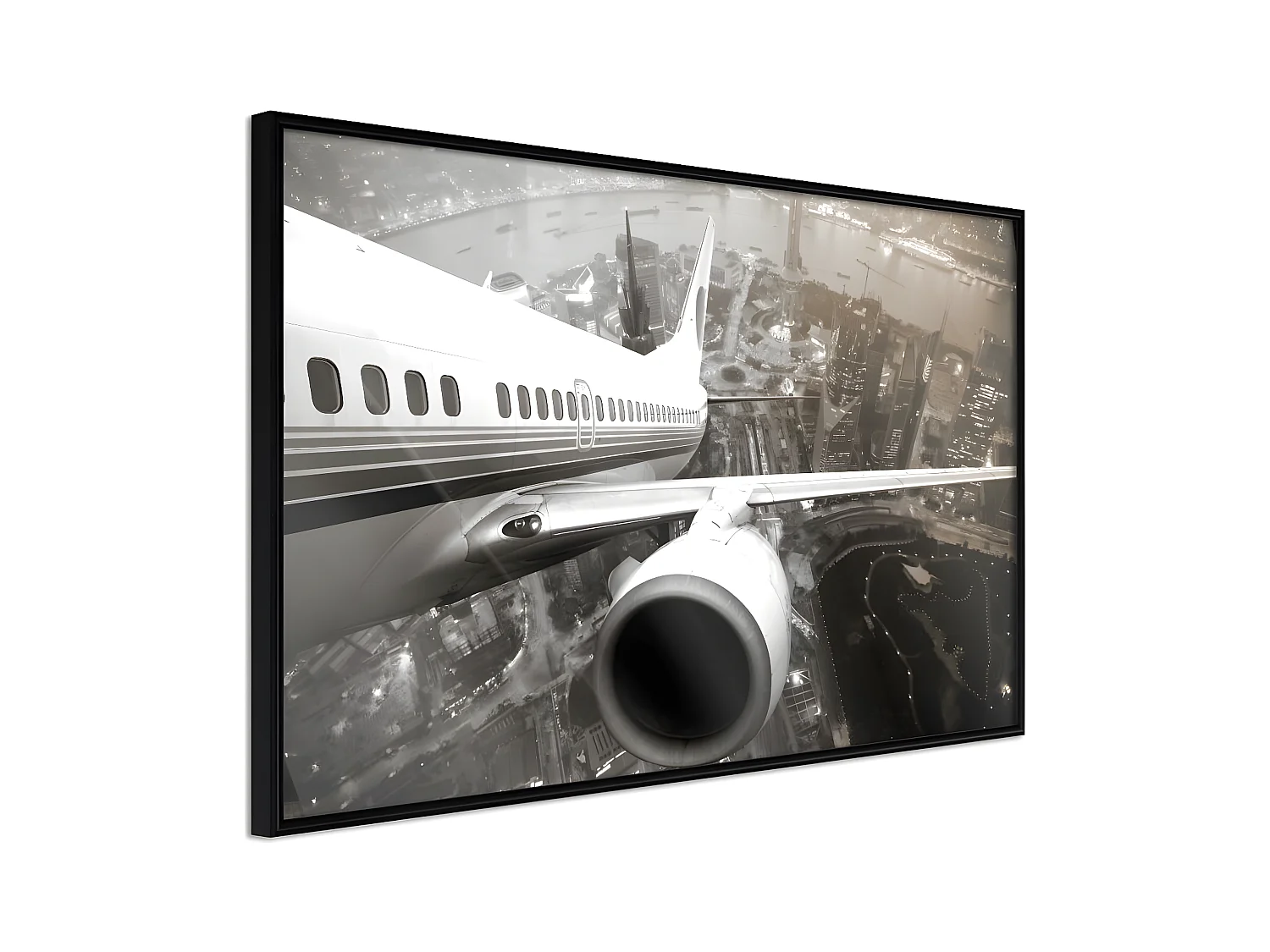 Affiche Murale Encadrée "Plane Wing" 30 x 20 cm Noir