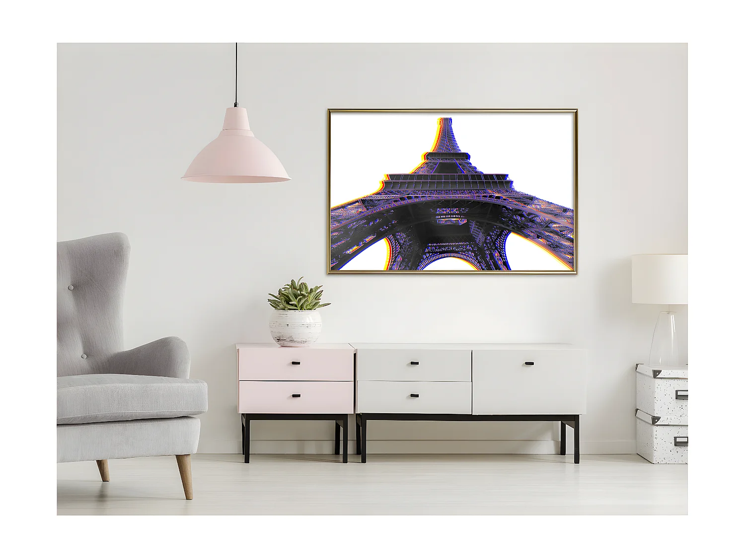 Affiche Murale Encadrée "Symbol of Paris Purple" 90 x 60 cm Or