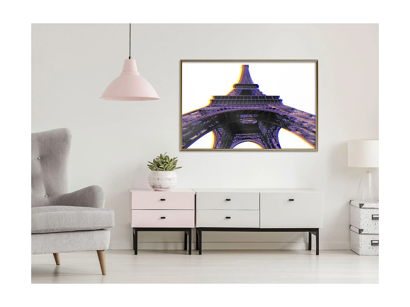 Affiche Murale Encadrée "Symbol of Paris Purple" 90 x 60 cm Or