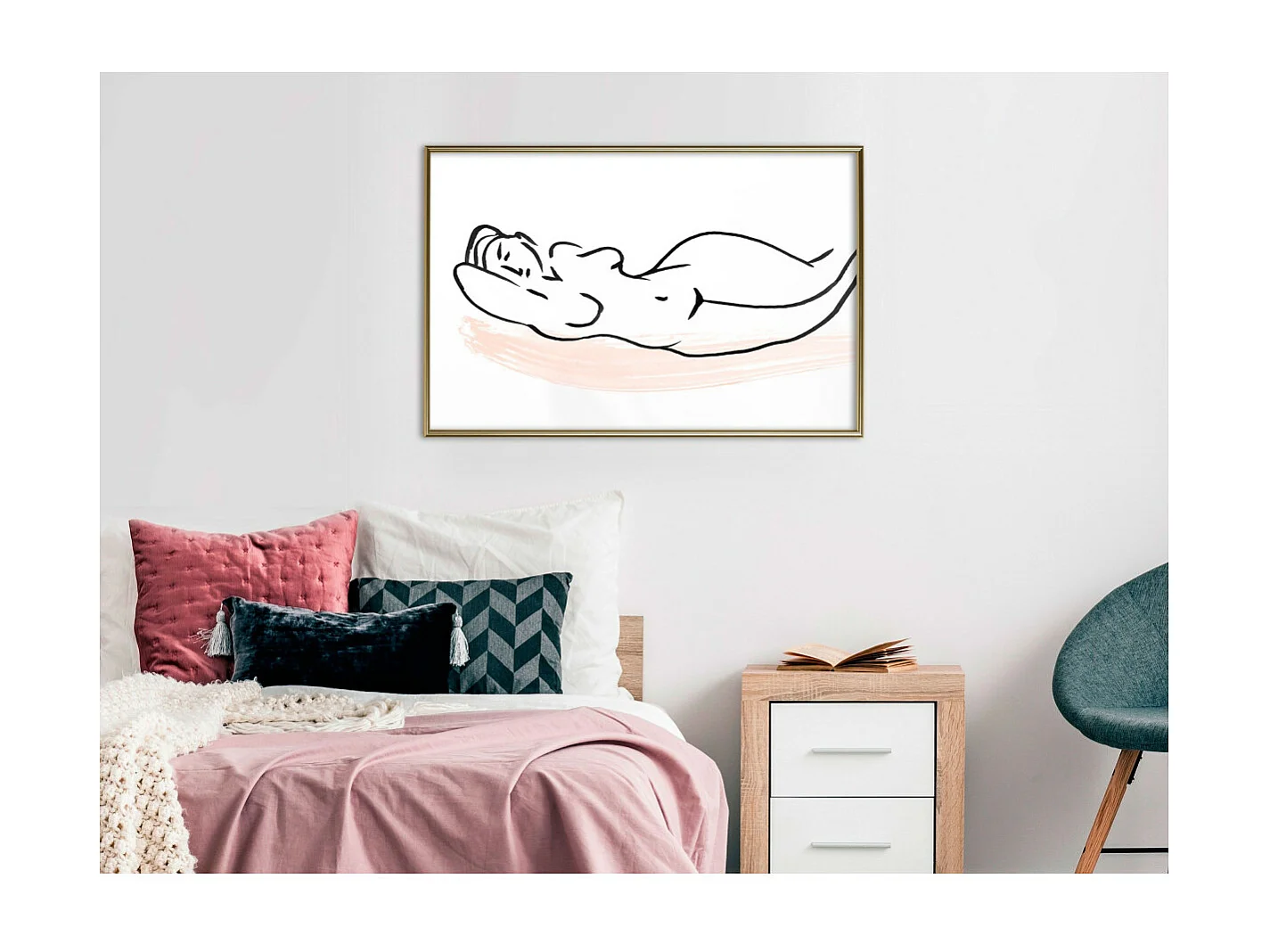 Affiche Murale Encadrée "Baroque Shapes" 90 x 60 cm Or