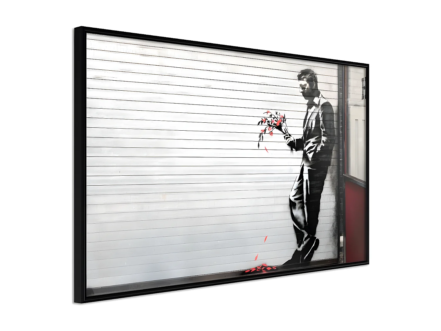 Affiche Murale Encadrée "Banksy Waiting in Vain" 30 x 20 cm Noir