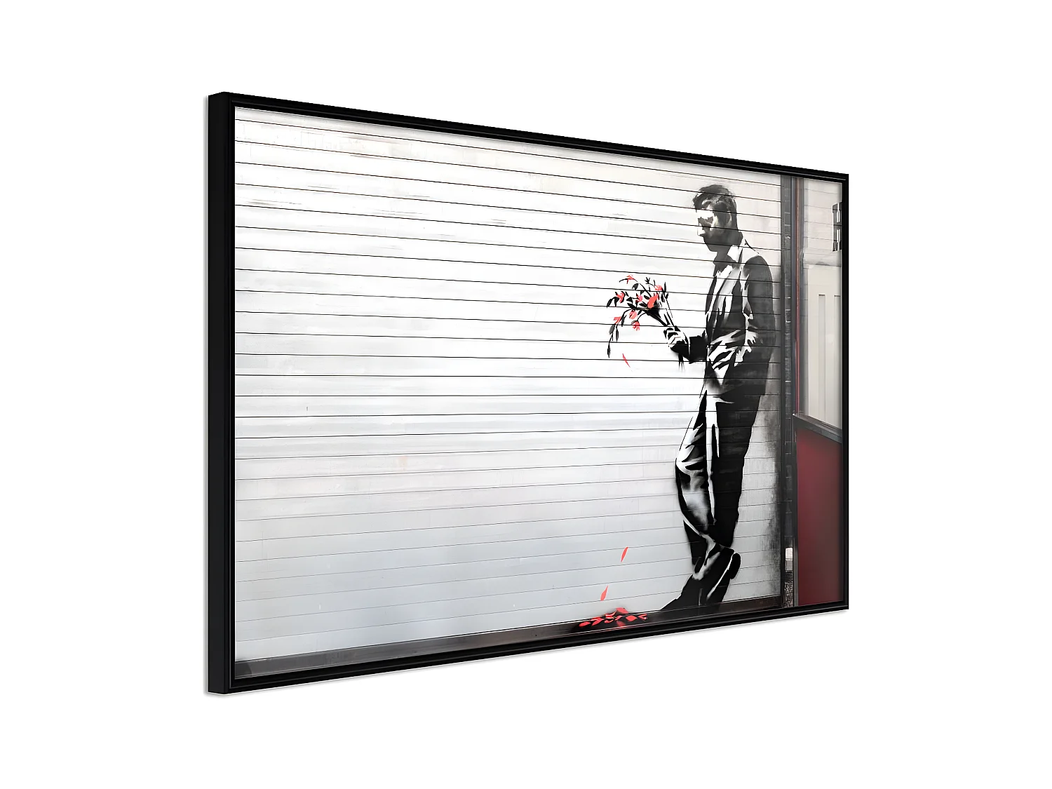 Affiche Murale Encadrée "Banksy Waiting in Vain" 45 x 30 cm Noir