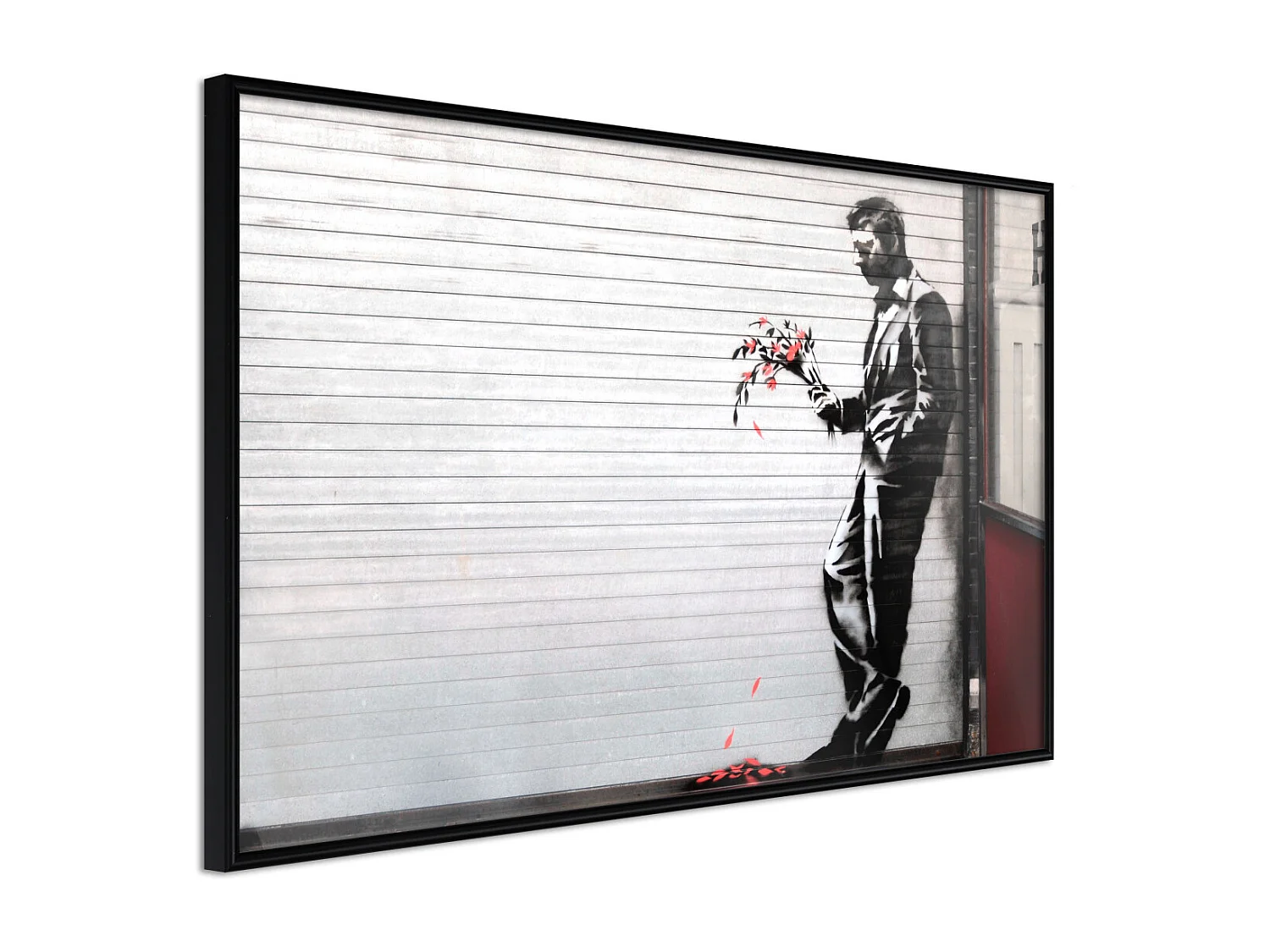 Affiche Murale Encadrée "Banksy Waiting in Vain" 45 x 30 cm Noir