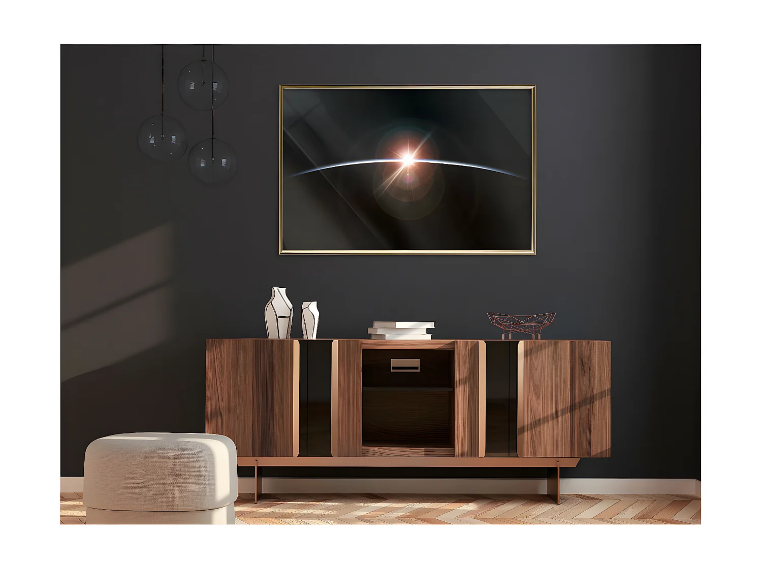 Affiche Murale Encadrée "Glimmer" 90 x 60 cm Or