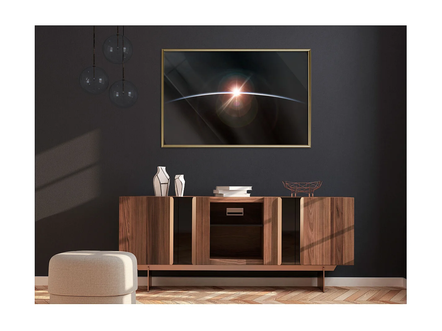 Affiche Murale Encadrée "Glimmer" 90 x 60 cm Or