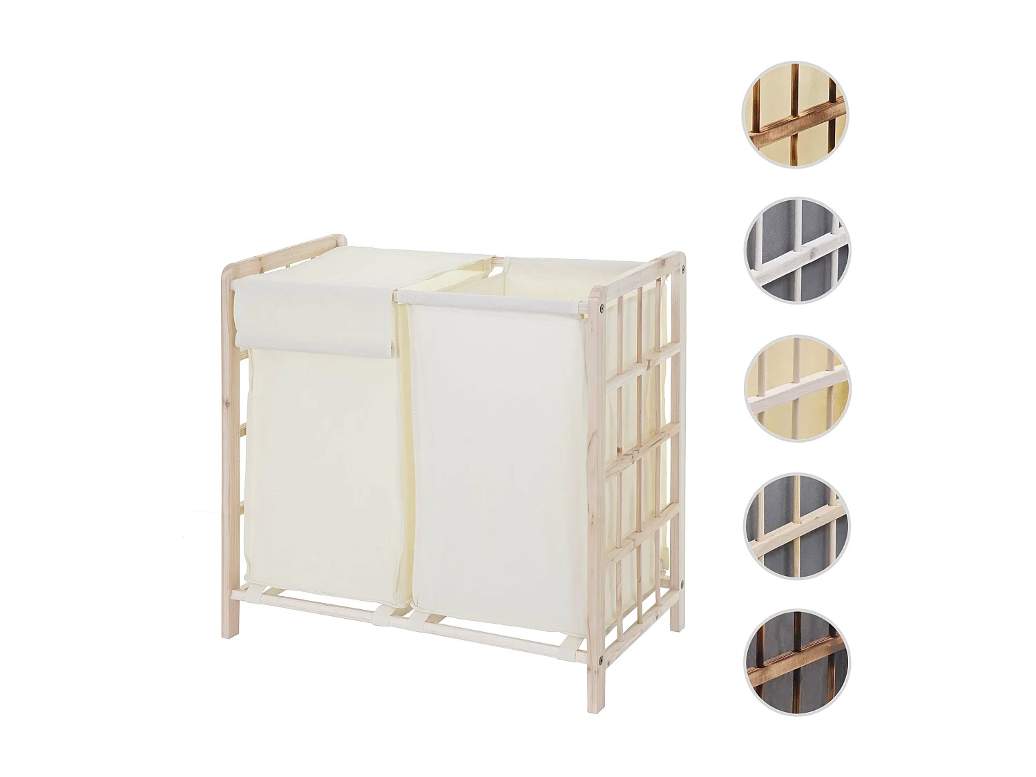 Coletor de roupa MCW-B60,  castanho claro, tampa creme