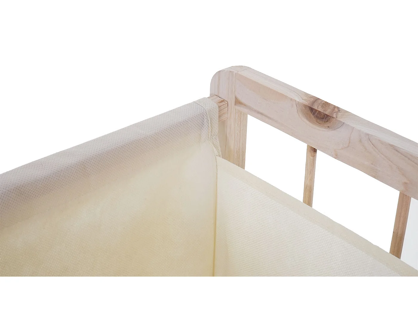Portabiancheria MCW-B60 legno di abete 2x ceste 68l legno chiaro tessuto avorio