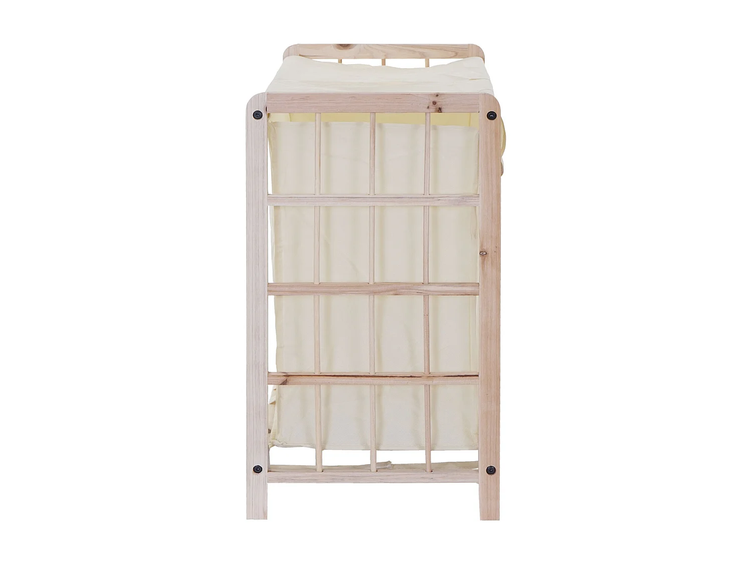 Portabiancheria MCW-B60 legno di abete 2x ceste 68l legno chiaro tessuto avorio