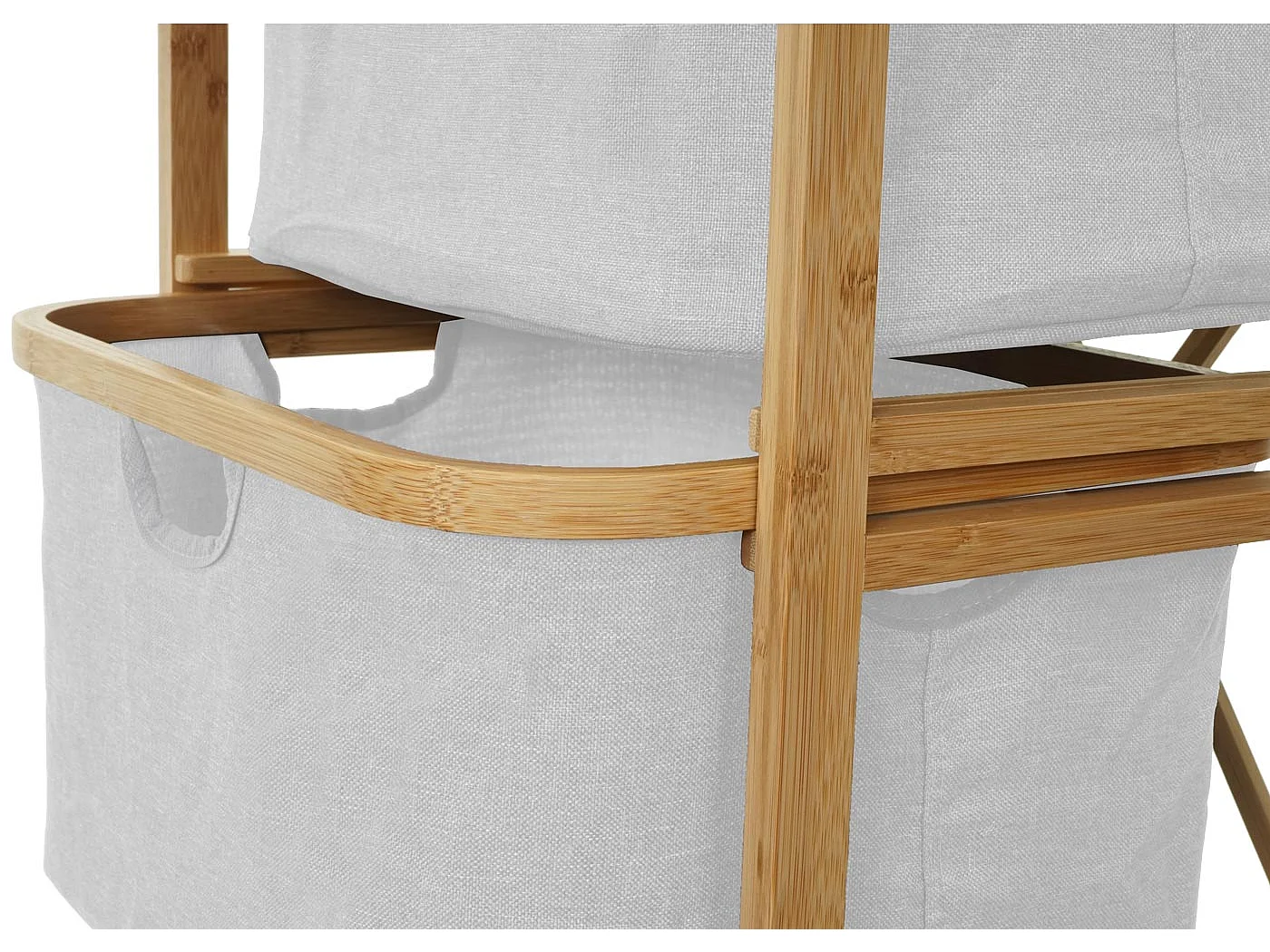 Collecteur de linge MCW-B56, Meuble à linge MCW-B56, 3 paniers, bambou, 96x44x34cm, 78l