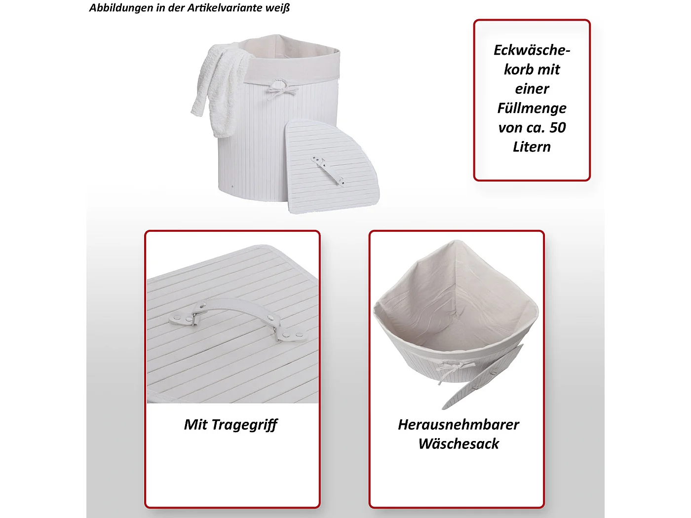 Eckwäschekorb MCW-C21, Naturfarben
