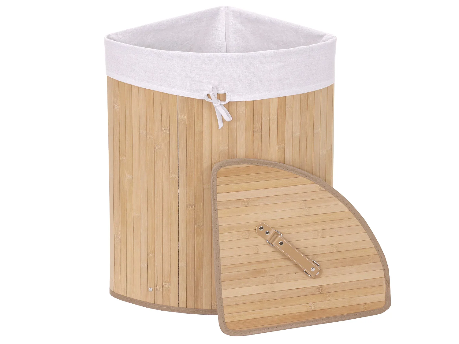 Cesta borsa portabiancheria bagno elegante MCW-C21 legno bambù 35x48x61cm 50l ~ naturale