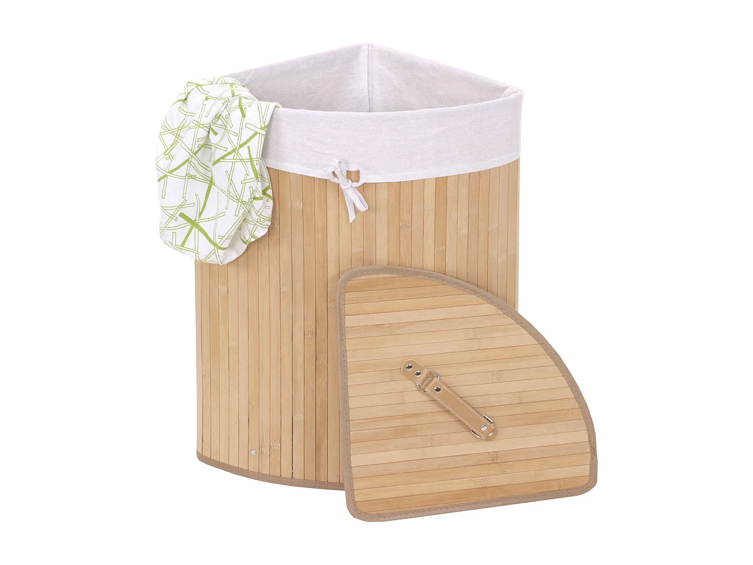 Cesta borsa portabiancheria bagno elegante MCW-C21 legno bambù 35x48x61cm 50l ~ naturale