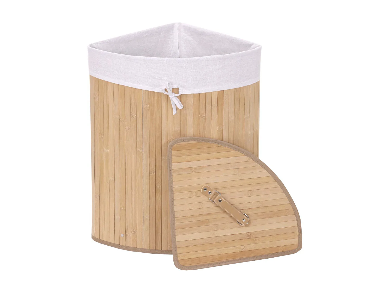 Cesta borsa portabiancheria bagno elegante MCW-C21 legno bambù 35x48x61cm 50l ~ naturale