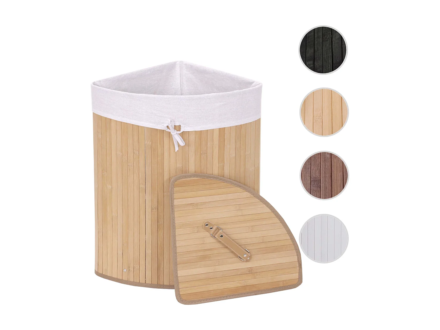 Cesta borsa portabiancheria bagno elegante MCW-C21 legno bambù 35x48x61cm 50l ~ naturale