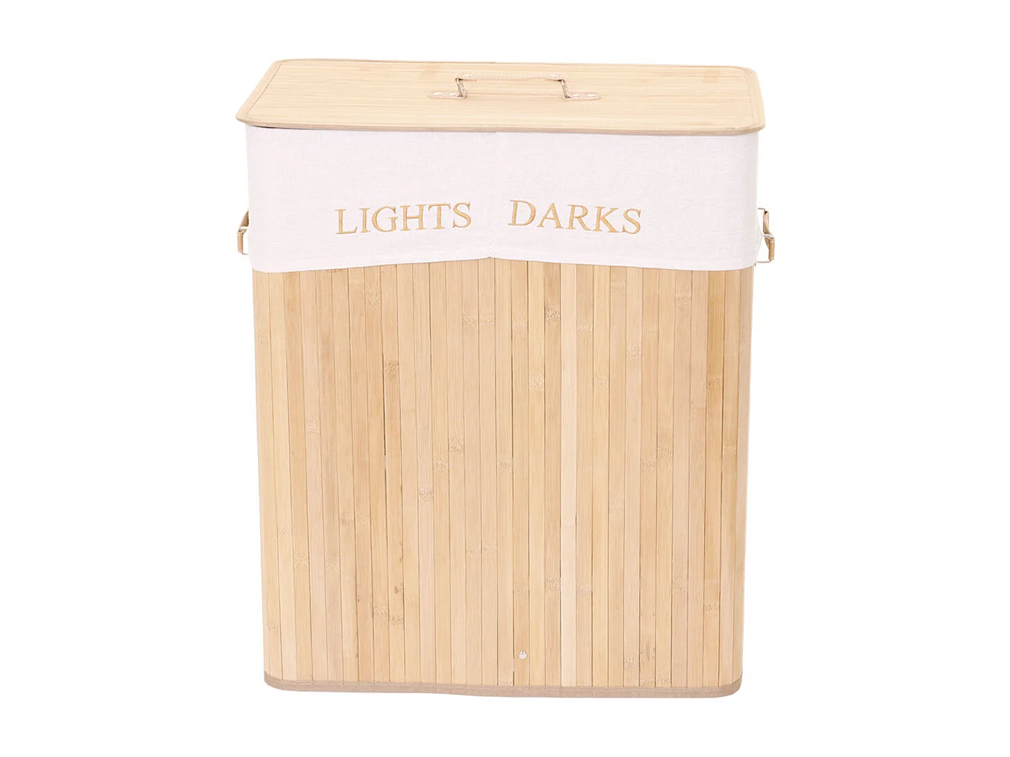 Cesta borsa portabiancheria bagno elegante MCW-C21 legno bambù 34x55x63cm 100l ~ naturale
