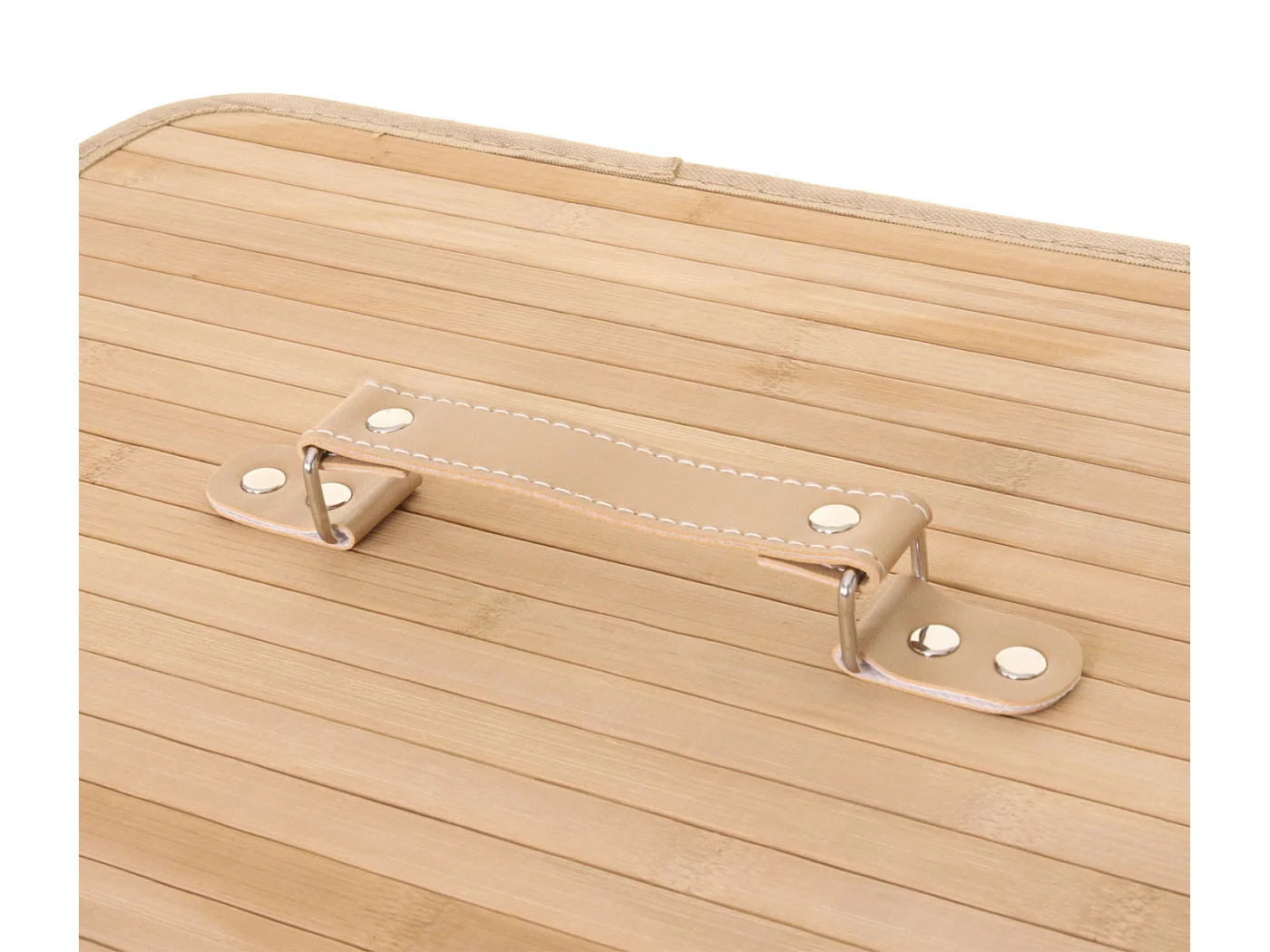 Cesta borsa portabiancheria bagno elegante MCW-C21 legno bambù 34x55x63cm 100l ~ naturale