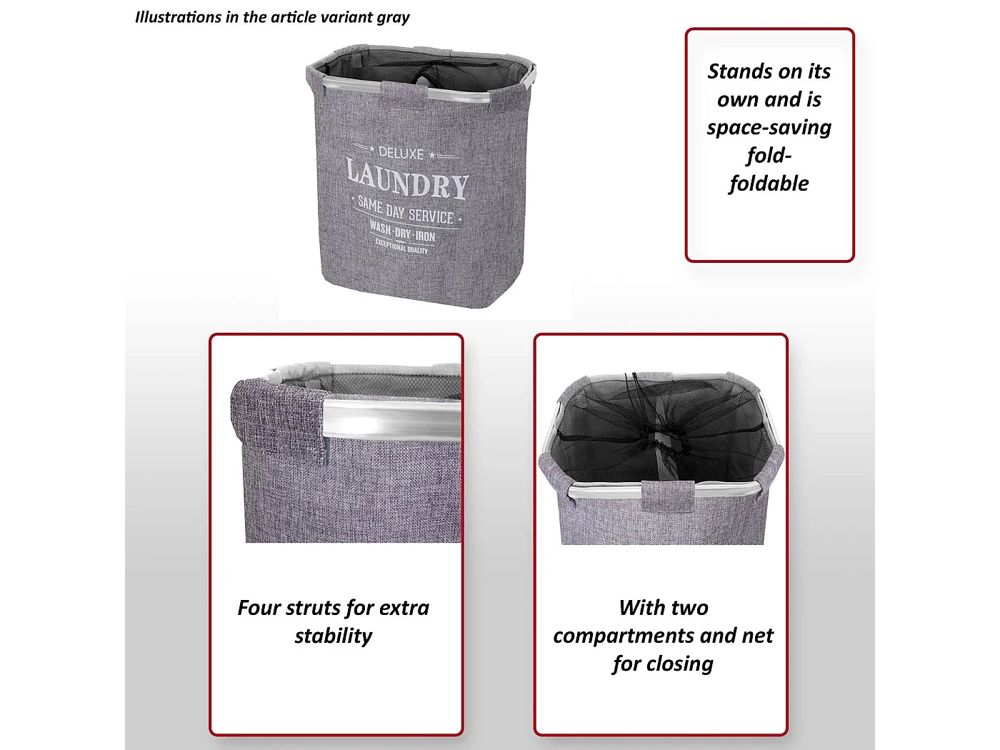 Laundry bin MCW-C34,  cord grey
