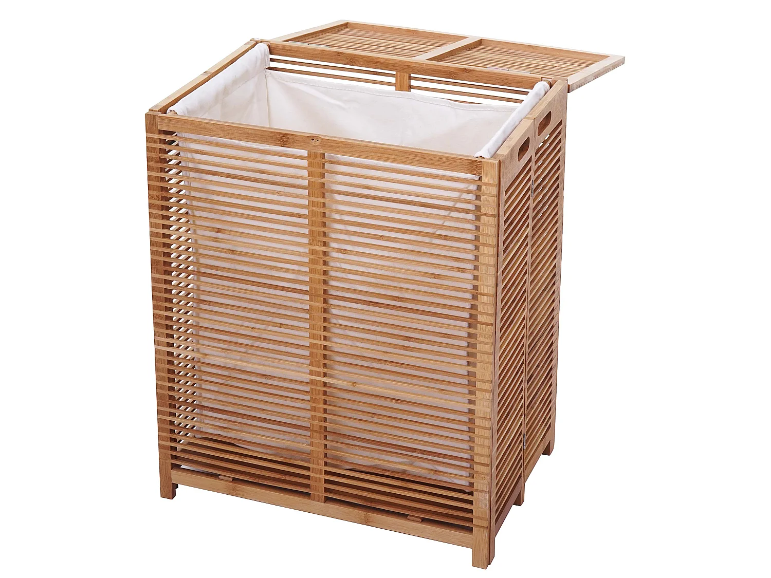 Wäschetruhe MCW-B18, Wäschebox Wäschekorb Wäschesammler, Bambus 61x50x35cm