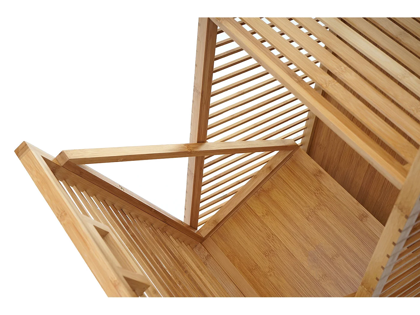 Scaffale con portabiancheria MCW-B94 legno bambu a listelle 95x40x30cm