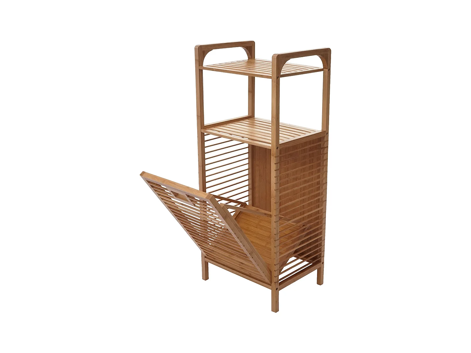 Étagère avec panier à linge MCW-B94 Bambou